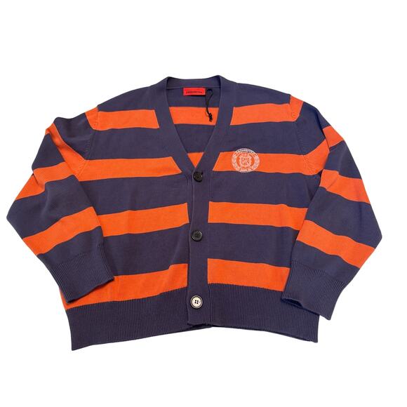 Prohibited Unisex Cardigan Orange/Vintage Purple Stripe Three Button Size L - Picture 4 of 14